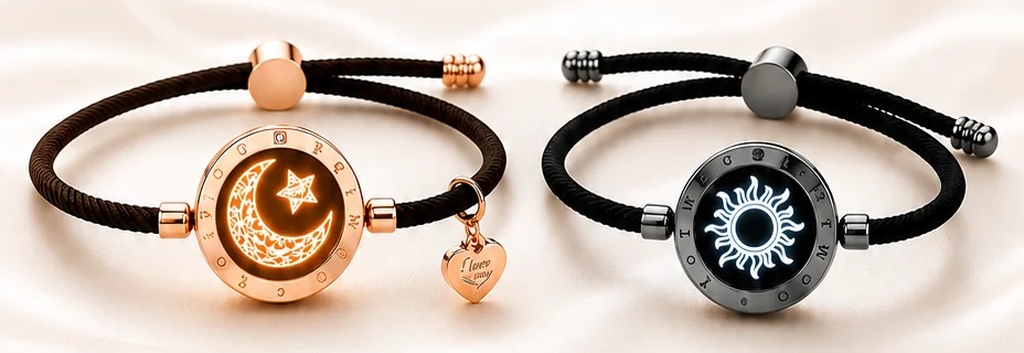 Par de pulseiras Infinity Love sol e lua lado a lado
