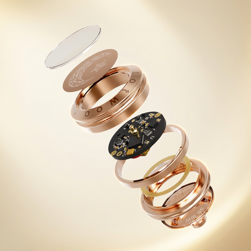 Vista explodida das camadas internas da pulseira Infinity Love
